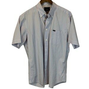 Faconnable Blue Pinstriped 100% Cotton Button Up Shirt size XL